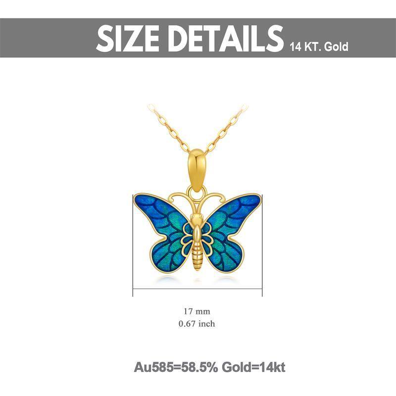 14K Gold Schmetterling Anhänger Halskette-6