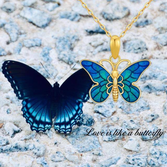 14K Gold Butterfly Pendant Necklace-4