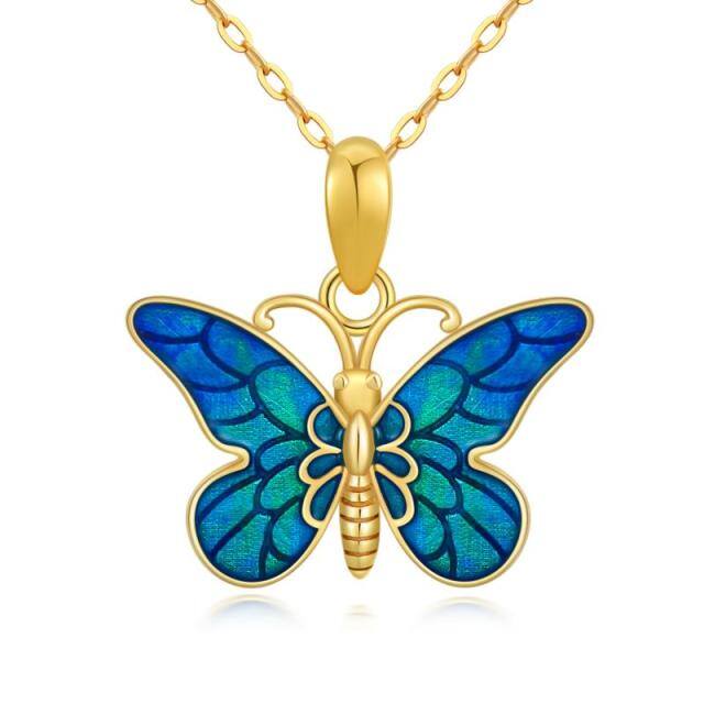 14K Gold Butterfly Pendant Necklace-0