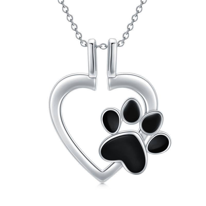 Sterling Silver Paw & Ring Holder Pendant Necklace-1