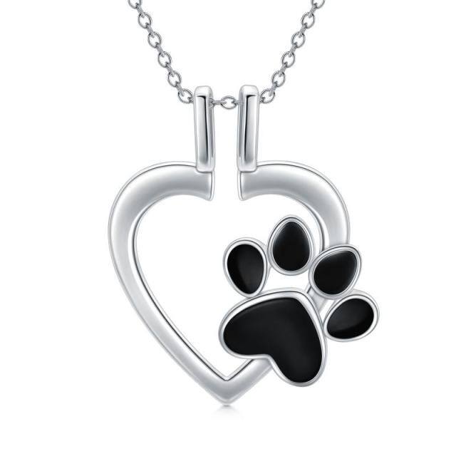 Sterling Silver Paw & Ring Holder Pendant Necklace-0