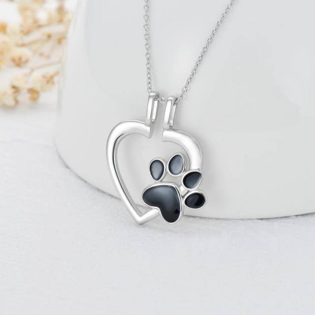 Sterling Silver Paw & Ring Holder Pendant Necklace-2