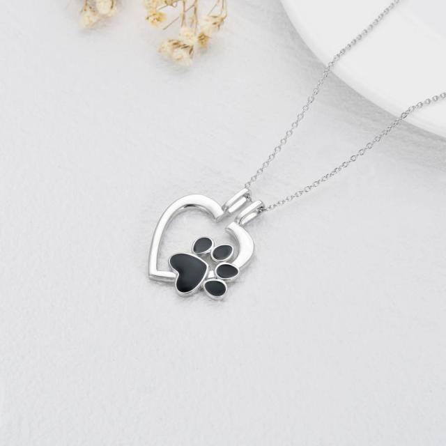 Sterling Silver Paw & Ring Holder Pendant Necklace-3