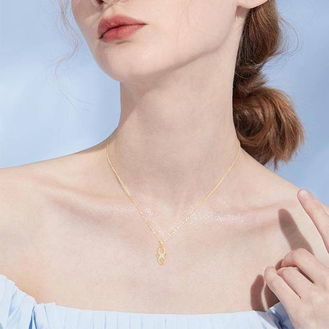 Collana con ciondolo a nodo celtico in oro 14K Opale-2