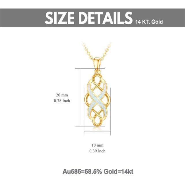 14K Gold Opal Celtic Knot Pendant Necklace-5