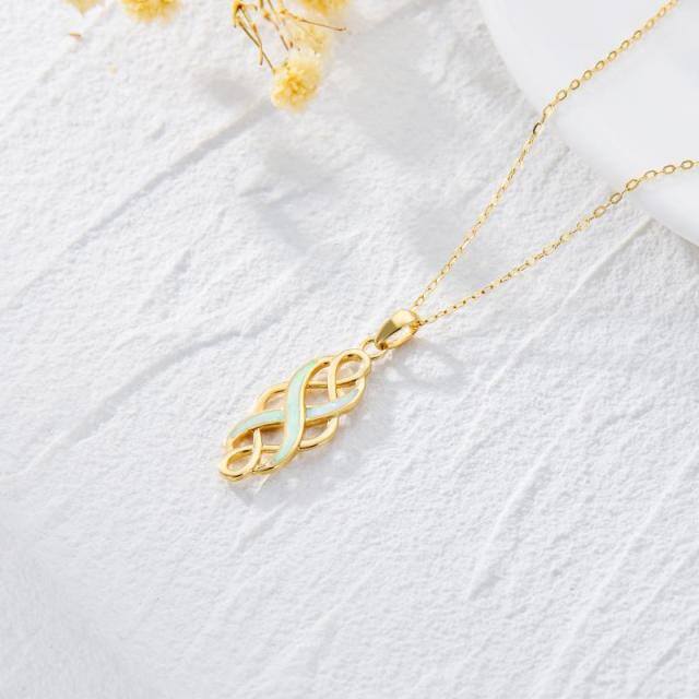 14K Gold Opal Celtic Knot Pendant Necklace-4