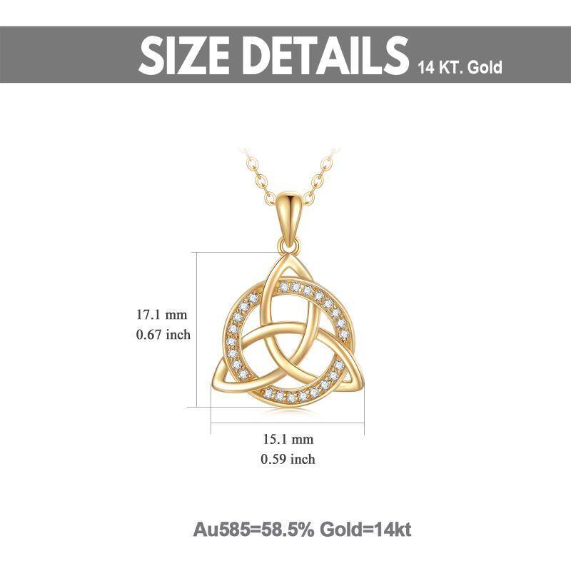 Collier pendentif nœud celtique en or 14K à zircon cubique-6