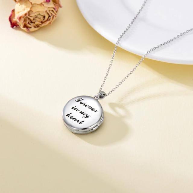 Sterling Silver Owl & Personalized Photo Personalized Photo Locket Necklace with Engraved Word-3