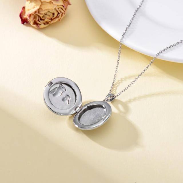 Sterling Silver Owl & Personalized Photo Personalized Photo Locket Necklace with Engraved Word-4