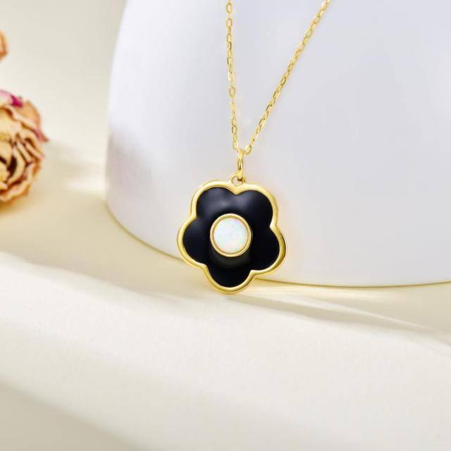 Collana con ciondolo a forma di fiore di ciliegio in oro 14 carati-3