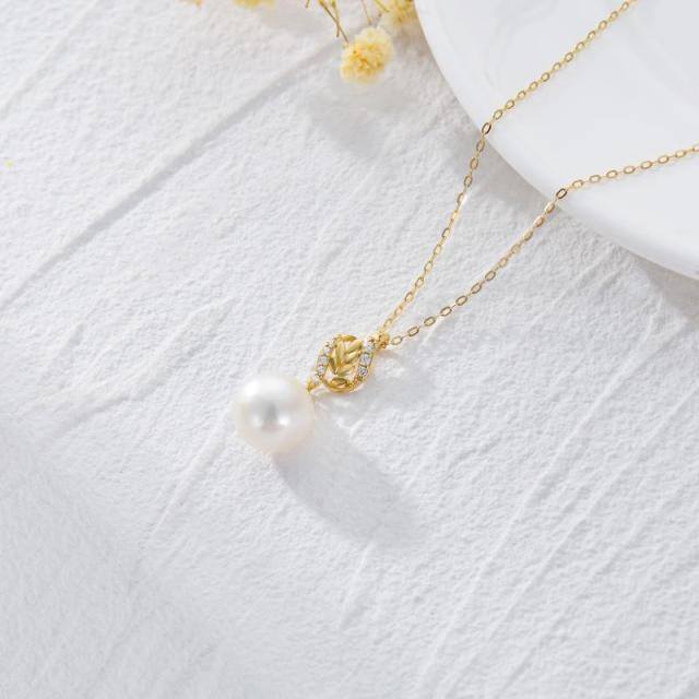 Collar de hilo de perlas de oro de 14 quilates de 18 1 1 pulgadas de extensión-3