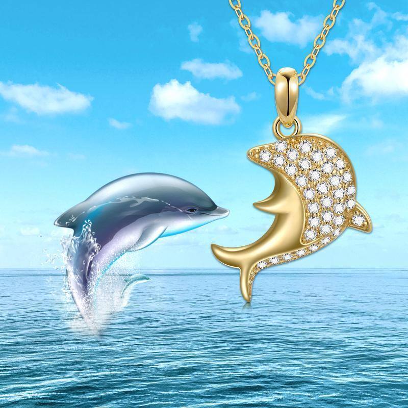 14K Gold Dolphin Pendant Necklace-6