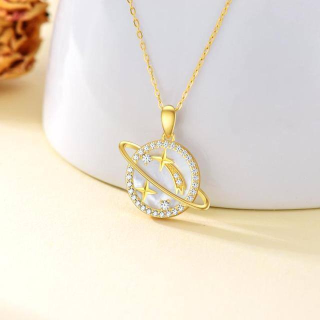 14K Gold Abalone Shellfish Star Pendant Necklace-3
