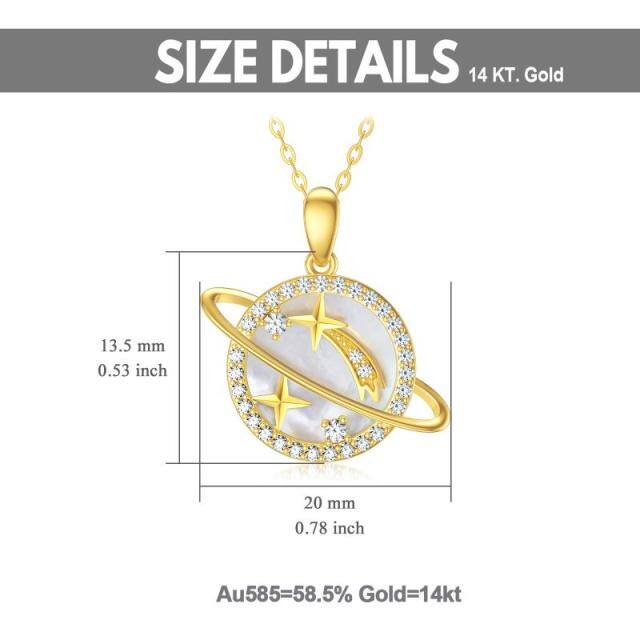 14K Gold Abalone Shellfish Star Pendant Necklace-5