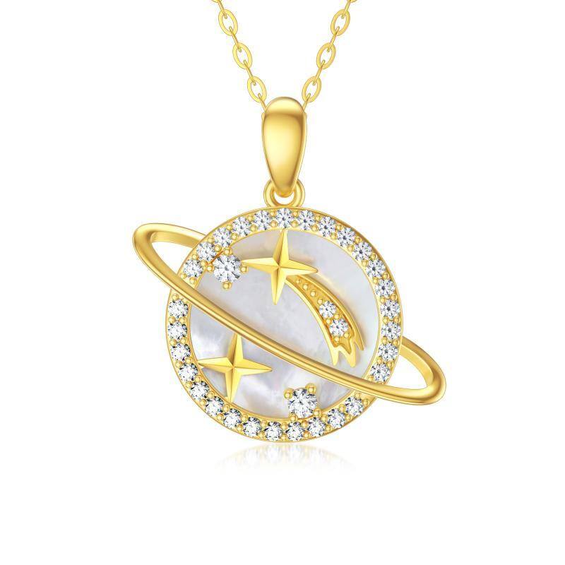 14K Gold Abalone Shellfish Star Pendant Necklace-1