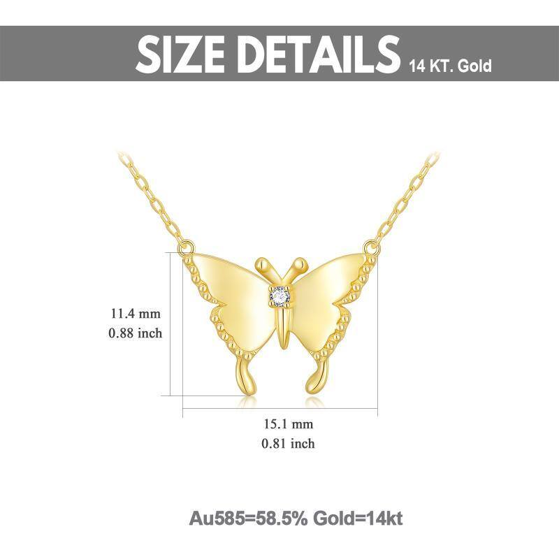 Collier pendentif papillon en or 14K Moissanite-5