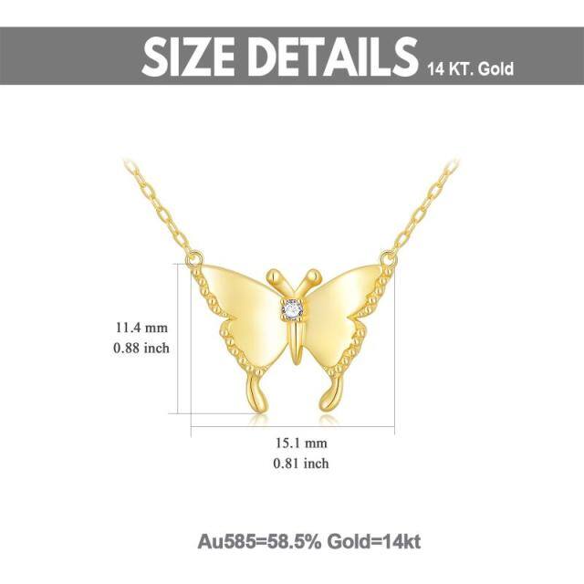 Collar Colgante Mariposa Moissanite Oro 14K-4