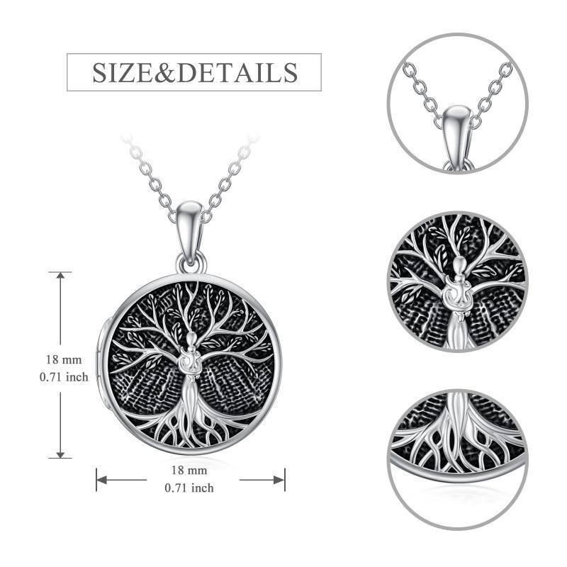 Sterling Silver Oxidized Tree Of Life Mom & Baby Personalized Photo Pendant Necklace-5