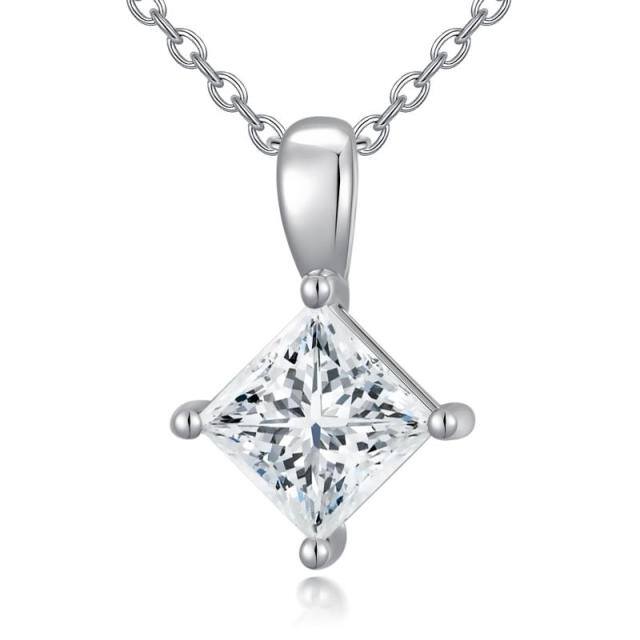 Collier pendentif carré moissanite en argent sterling-0