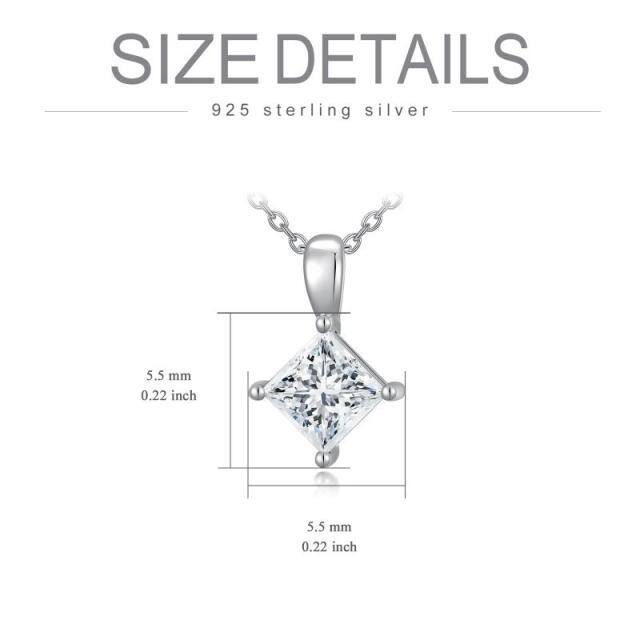 Sterling Silver Moissanite Square Pendant Necklace-4