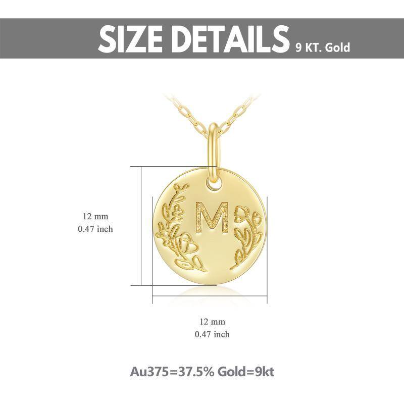 9K Gold Letter Coin Pendant Necklace-5