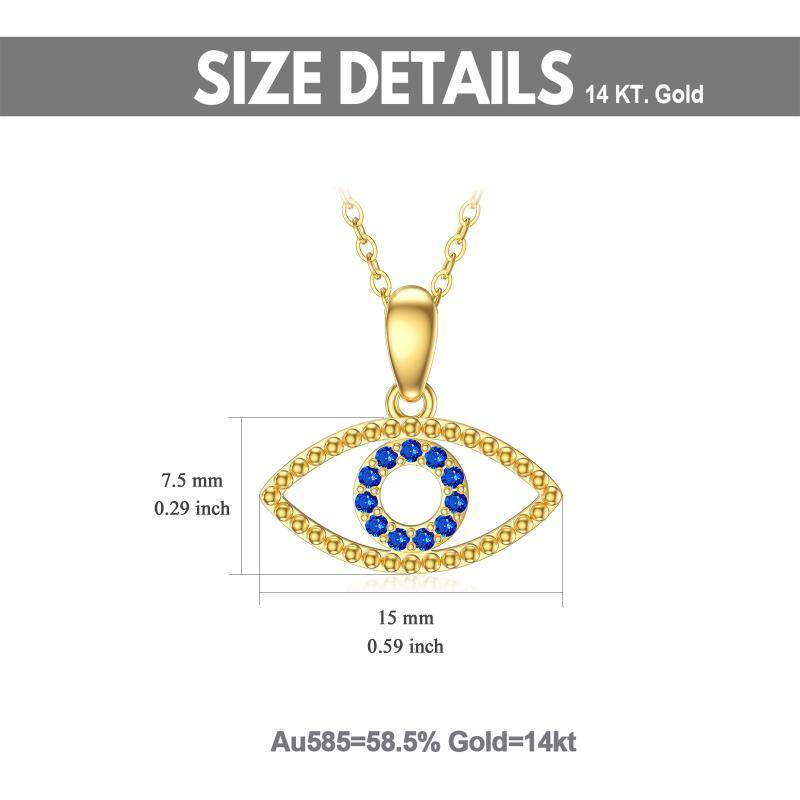 14K Gold Cubic Zirconia Evil Eye Pendant Necklace-6