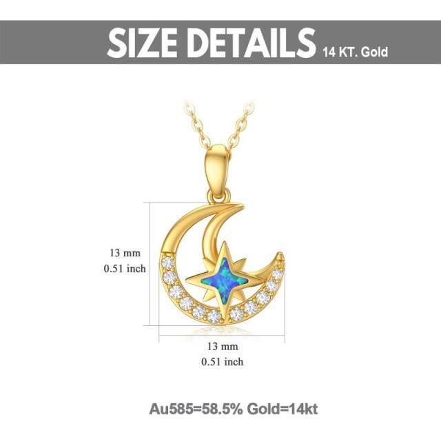 Collier pendentif lune en or 14K à zircon cubique-4