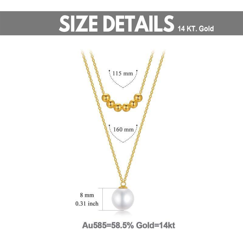 14K Gold Pearl Bead Pendant Necklace-5