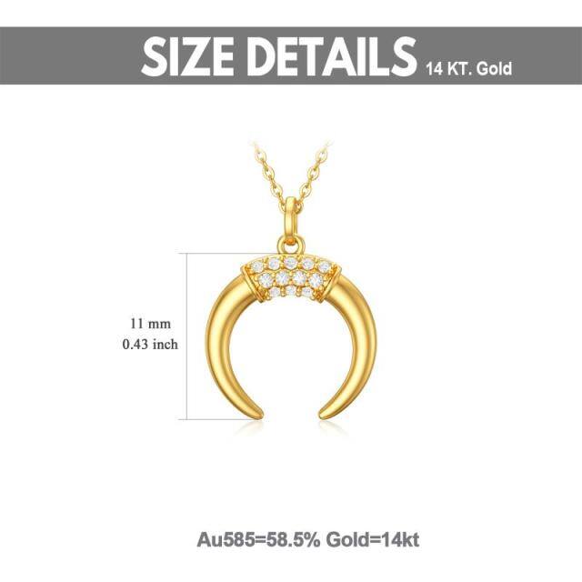 14K Gold Cubic Zirkonia Mond Anhänger Halskette-4