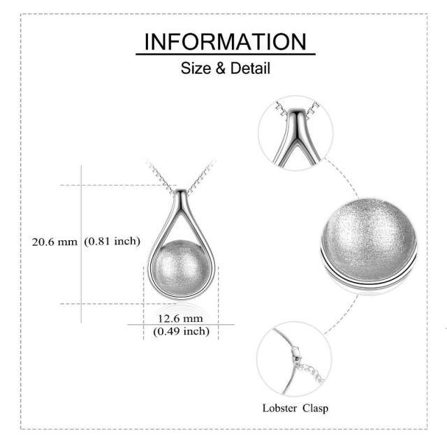 Sterling Silver Drop Shape Matte Ball Urn Necklace for Ashes with Box Chain-5