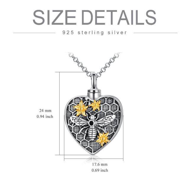 Sterling Silver Two-tone Bee & Heart Urn Necklace for Ashes-6