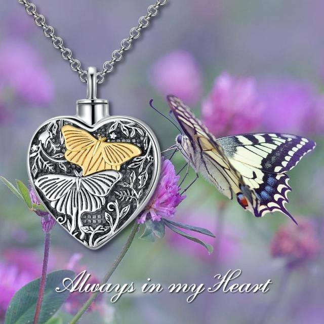 Sterling Silver Two-tone Butterfly Urn Necklace for Ashes-2