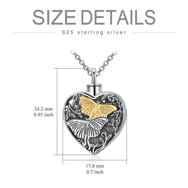 Sterling Silver Two-tone Butterfly Urn Necklace for Ashes-1