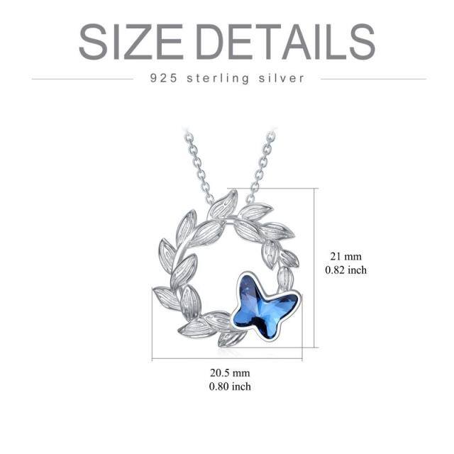 Sterling Silver Crystal Butterfly Pendant Necklace-4