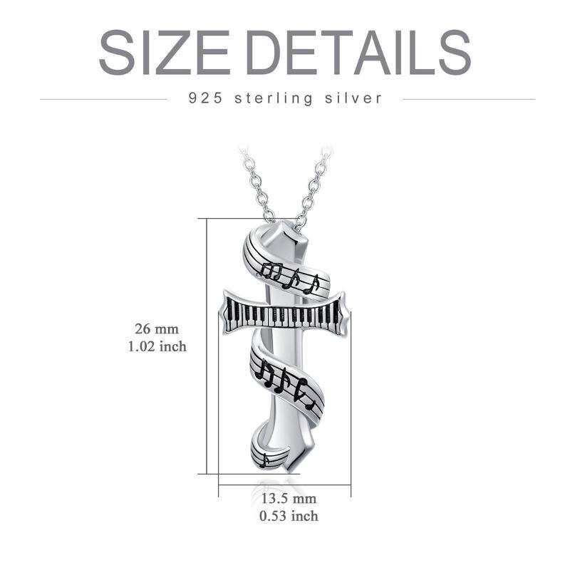 Sterling Silver Two-tone Music Symbol & Piano Pendant Necklace-6