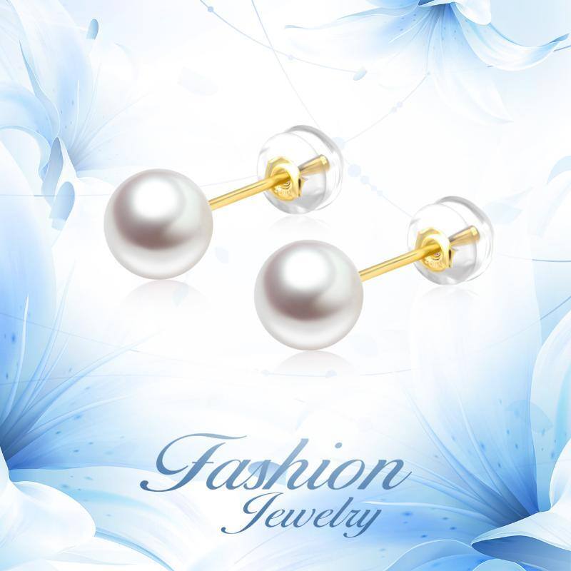 18K Gold Pearl Jellyfish Stud Earrings-4