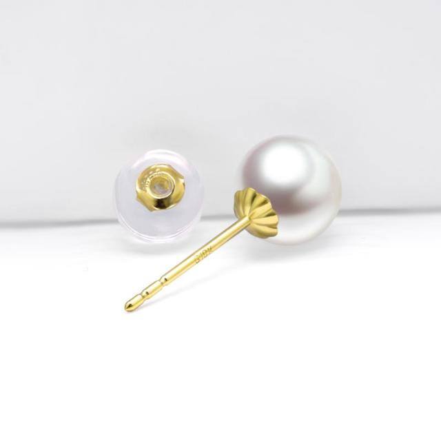 18K Gold Pearl Jellyfish Stud Earrings-2