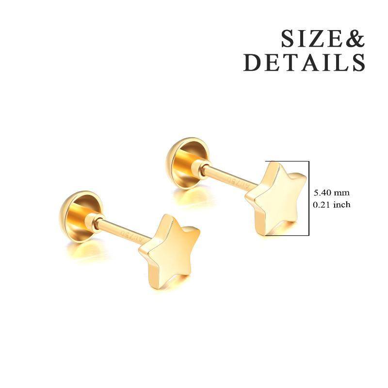 18K Gold Star Stud Earrings-6