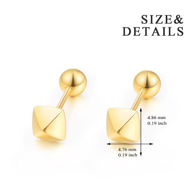18K Gold Square Stud Earrings-5