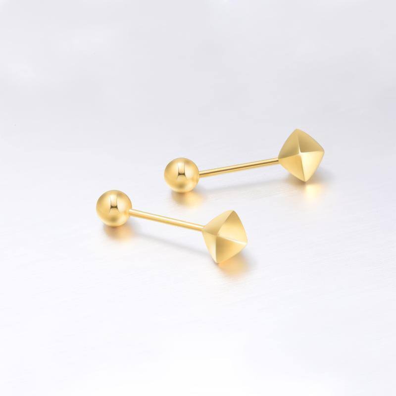 Boucles d'oreilles carrées en or 18K-3