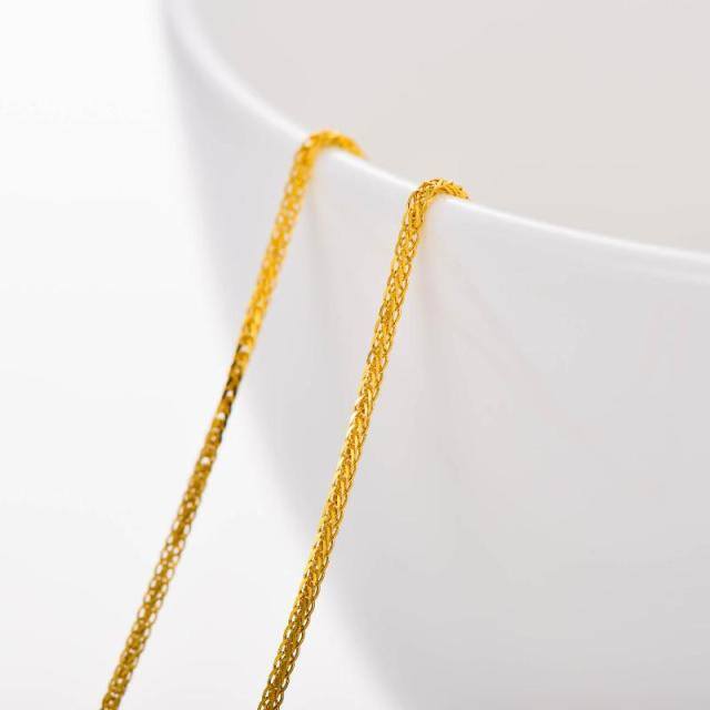 18K Gold Couple Chopin Chain Necklace-4