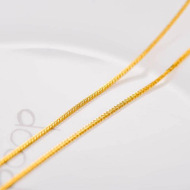 18K Gold Couple Chopin Chain Necklace-5