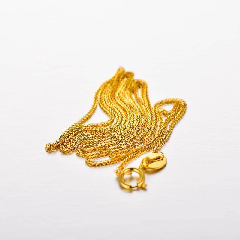 18K Gold Couple Chopin Chain Necklace-8