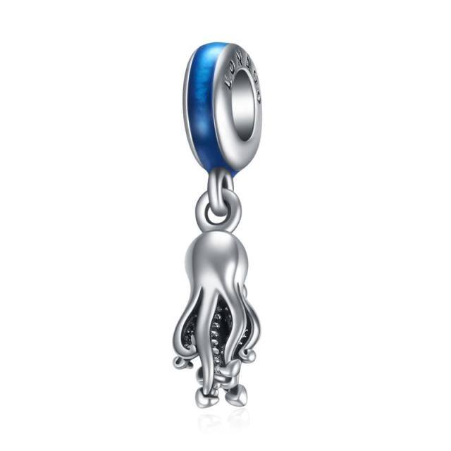 925 Sterling Silver Octopus Dangle Charm Enamel Charms for Bracelet-0