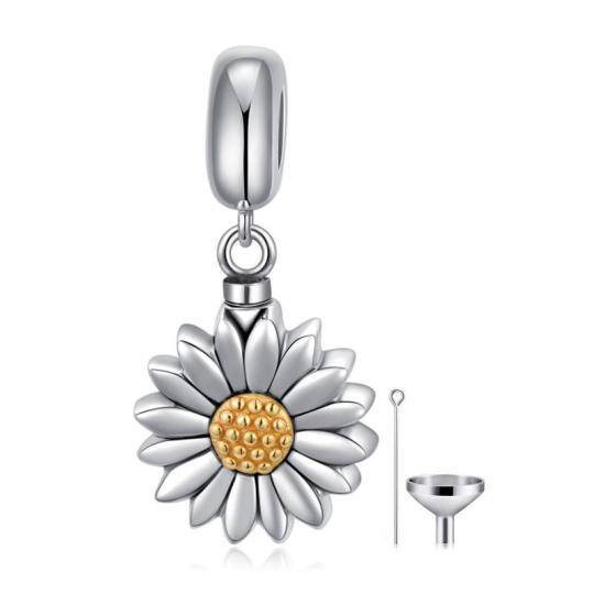 Sterling Silver Two-tone Sunflower Dangle Charm