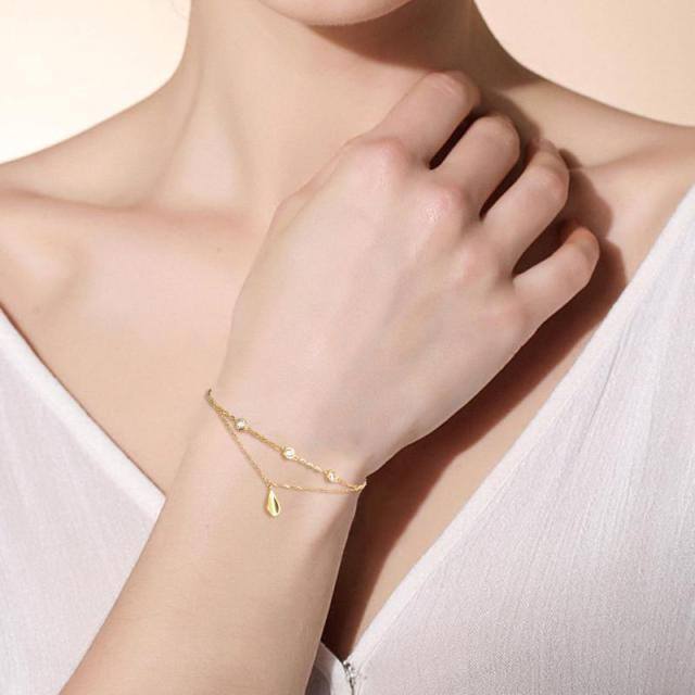 Bracelet pendentif en forme de goutte en or 18 carats avec zircons cubiques-1