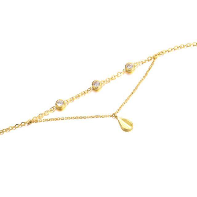Bracelet pendentif en forme de goutte en or 18 carats avec zircons cubiques-2