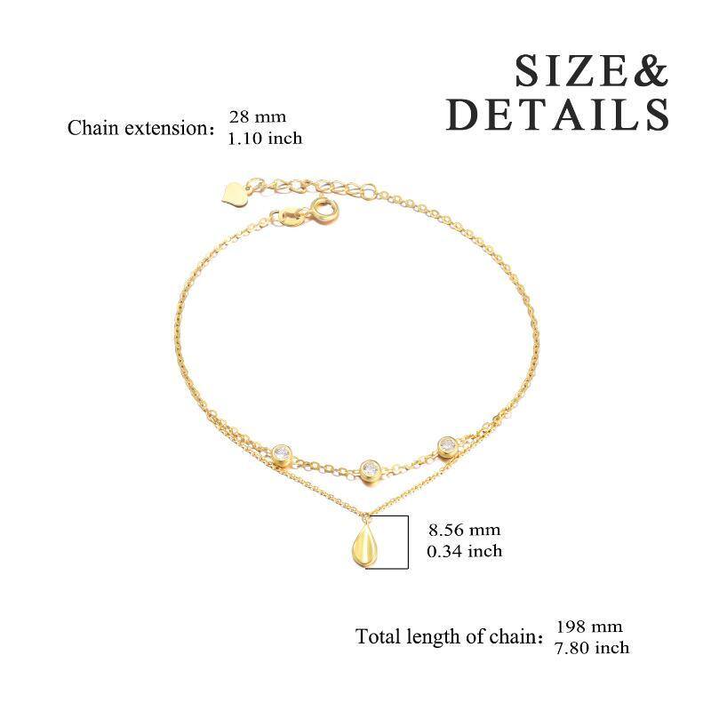 Bracelet pendentif en forme de goutte en or 18 carats avec zircons cubiques-5