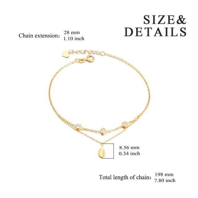 18K Gold Cubic Zirconia Drop Shape Pendant Bracelet-4