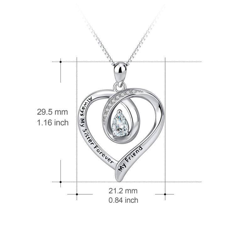 Sterling Silber Cubic Zirkonia Herz Anhänger Halskette mit Box Kette-5